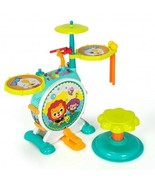 3 Pieces Electric Kids Drum Set with Microphone Stool Pedal - Color: Green - $181.51 CAD