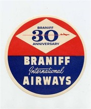 Braniff International Airways Original Glue Back 30 Anniversary Label  - £29.42 GBP