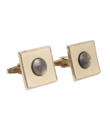 Vintage MCM Gold Tone Metal Square Cuff Links Round Gray Mother of Pearl... - $196.33 MXN