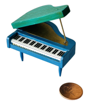 Miniature Dollhouse Children&#39;s Piano in Blue &amp; Green Vintage Made in Japan - £17.88 GBP