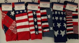 Patriotic Socks Red White Blue Men’s Size 10-13 1 Pair/Pk, Select: Design - £2.36 GBP