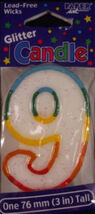 Glitter Rainbow Number 9 Candle - Birthday Party Supplies - $1.16