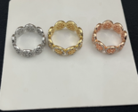 Tory Burch Logo Simple round hollow diamond-studded Ring, Elegant Ring - $35.99
