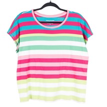 Westbound Petites TShirt PXL Womens Striped Short Sleeve Bright Pink Gre... - $15.70