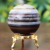 150g! 50mm Black Botswana Banded Agate Sphere Ball with Stand - £39.58 GBP