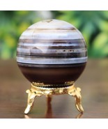 150g! 50mm Black Botswana Banded Agate Sphere Ball with Stand - $908.10 MXN