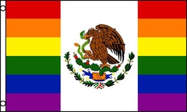 Mexico Pride LBGT Gay Pride Rainbow - 5&#39;x3&#39; (150cm x 90cm) Flag - £3.90 GBP