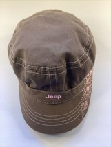 Womens Jeep Cadet Hat panel brown pink baseball cap Headwear adjustable - £7.75 GBP