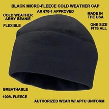 NEW ARMY Fleece Watch Cap Hat BLACK Beanie COLD WEATHER WINTER PT APFU - $19.43