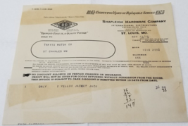 Shapleigh Hardware Company 1925 Receipt for Jack It Truck Jack Travis Motor - £14.48 GBP