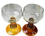 2 Vntg Deinhard Stem Glasses with Gold &amp; Amber Colored Base 5in Space Ag... - $29.99