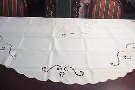 FANCO tablecloth 72&quot; round knit lace around roses cream, new,  laced [3] - $53.46