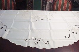 FANCO tablecloth 72&quot; round knit lace around roses cream, new,  laced [3] - £41.35 GBP