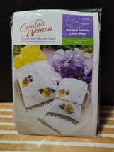 NEW Creative Woman Kit of The Month Club - Painted Pansies Linen Bags #CWC18 - £10.11 GBP