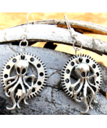 Earrings Jewelry Silver Color Octopus &amp; Porthole Dangle &amp; Drop Sea Life ... - £8.27 GBP