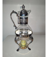 Vintage Silver Plate Glass Coffee / Tea Carafe &amp; Footed Warmer Stand Int... - £50.39 GBP