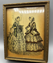 Art Ladies Talking 2 Jewelry Box Mirror Glass Bottom Box Design Victorian - £66.15 GBP