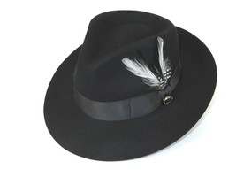 Men Bruno Capelo Hat Australian Wool Fedora Teardrop Crown Fabio FB220 Black - £55.20 GBP