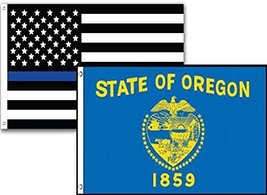 K&#39;s Novelties 3x5 USA Police Blue Oregon State 2 Pack Flag Wholesale Set Combo 3 - £8.88 GBP