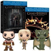 Game of Thrones Seasons 1 &amp; 2 with Exclusive Funko Pop Vinyls (Blu-ray/D... - £118.28 GBP