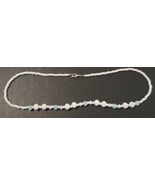 Beaded necklace, white, light blue; silver lobster clasp, 22.5 inches long - $23.00