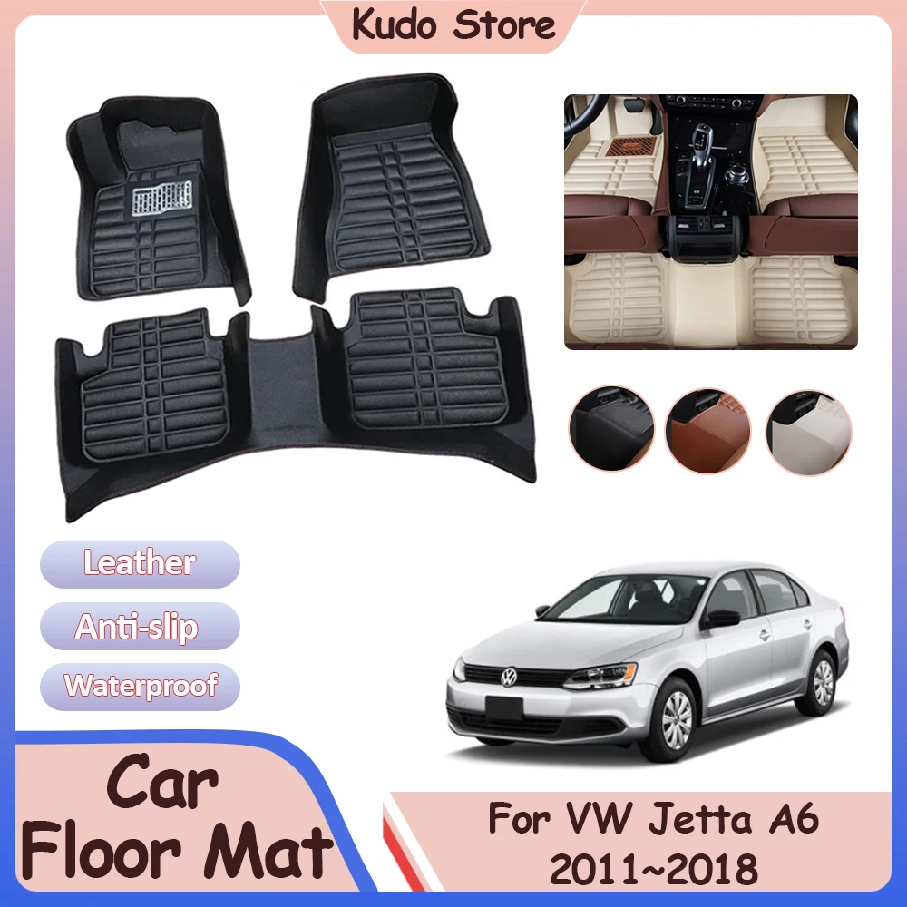 For Volkswagen Jetta A6 1B VW Vento 2011~2018 Car Floor Mat Custom Leather Panel - £56.93 GBP