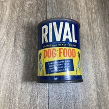 RIVAL Dog Food Bank Tin Metal Coin Can Chicago Illinois Promo Advertising - £7.51 GBP