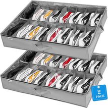 INAYA Under Bed Shoe Storage Organizer Set of 2, Fits 32 Pairs, Underbed Shoe - £20.49 GBP