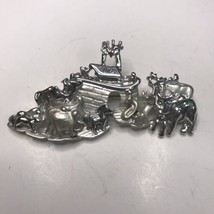 Vintage AJC Silver Tone Noah&#39;s Ark Brooch - £6.15 GBP