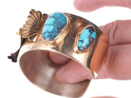 Vintage 14k Gold Native American Watch Bracelet with turquoise - $2,821.50