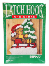 Vintage Bernat Teddy&#39;s sled Latch Hook Christmas Kit 95-4991-00 New 20&quot; ... - $34.62