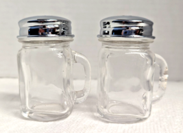 Mason Jar Glass Salt Pepper Shakers Metal Lids Glassware 2pc Kitchen Gif... - $16.97