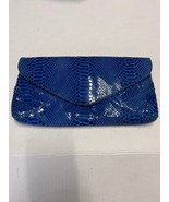 Perlina Studio Royal Blue Snakeskin Leather Clutch Handbag - $2,352.09 MXN