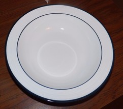 OOP Carte Blanche by Over and Back Set of 4 Rim Soup Bowls White Dark Bl... - $16.34
