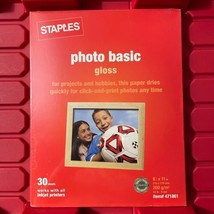 Staples Photo Basic Gloss Paper 8½” x 11” 30 Sheet Factory Sealed Brand NEW - £10.42 GBP