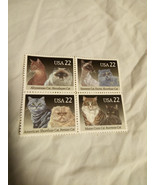 1988 USA 22¢ Cats Postage Stamps #2372-75-  MNH- 1 Block Of 4 Stamps - $2.00