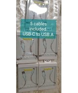 5 Pack Heyday Type C to USB-A Braided Charging Cable for Android - 4ft - £14.59 GBP