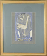 Untitled (Dos Pollos Sobre Azul Fondo ) Enmarcado Y Mate Estampado 24&quot; x... - $2,458.92 MXN