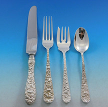 Rose by Stieff Sterling Silver Flatware Set For 12 Service 48 Pieces Repousse - £2,284.60 GBP