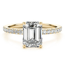 14K Yellow Gold Emerald Cut Lab Grown Diamond Hidden Halo Engagement Ring - $1,187.99+