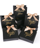 JOHOUSE 50PCS Black Thank You Gift Bags, Mini Gift Boxes Bulk Party Favo... - $21.04