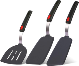 Silicone Spatula Turner Set Large and Thin Flipper Spatulas Heat Resistant 600 ° - £19.13 GBP