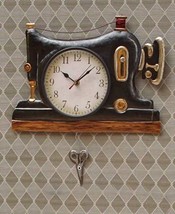 Pendulum Wall Clock Retro Sewing Machine Shaped Vintage Analog Time Piec... - $25.97