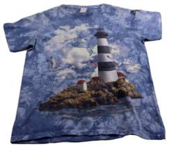 Lighthouse Mens Tee Shirt Tie Dye Blue Nautical  Sea shore Sea gull  2148 - £9.74 GBP