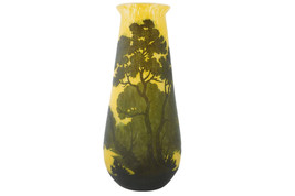 Large 1920&#39;s Muller Frères Cameo Glass Landscape vase - $1,252.35