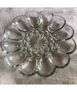 Vintage Anchor Hocking Deviled Egg Plate Oyster Platter 9.75&quot; Holds 12 - $12.99