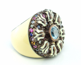MCL Matthew Campbell Laurenza Multi Color Sapphire Enamel Flower Ring Sz... - $308.75