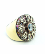 MCL Matthew Campbell Laurenza Multi Color Sapphire Enamel Flower Ring Sz 5.5 - $308.75