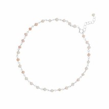 Precious Stars Sterling Silver Beaded Pink Opal Anklet - £33.63 GBP