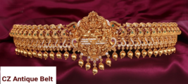 Indian Bollywood Style Kamar Bandh South Waist Belt Body Temple Kasu CZ Jewelry - £205.91 GBP